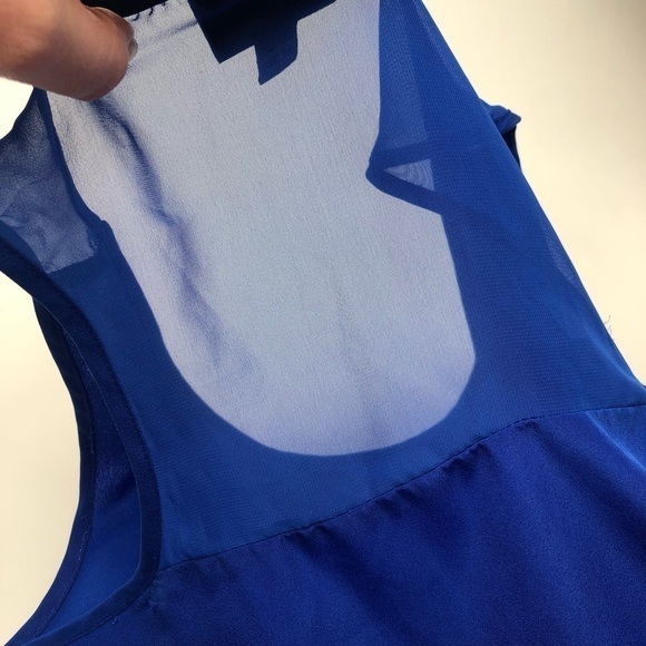 𝅺massimo Cobalt Blue Light Summer High Low Shimmer Flowy Office Dressy Tank Top - Picture 5 of 8